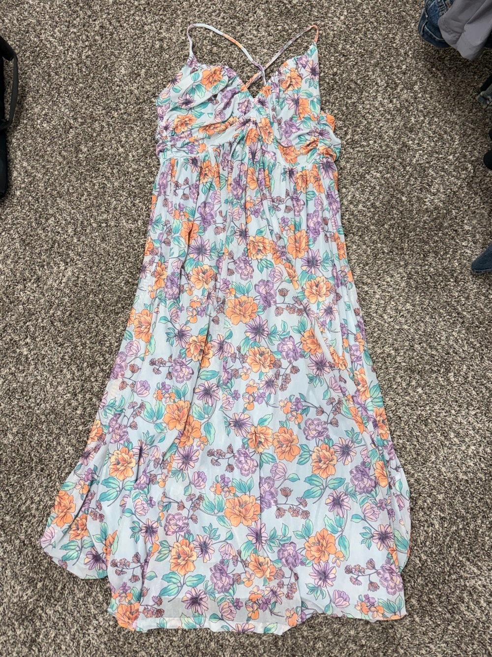 Pinkblush Maternity Light Blue Floral Spaghetti-Strap Maxi Dress